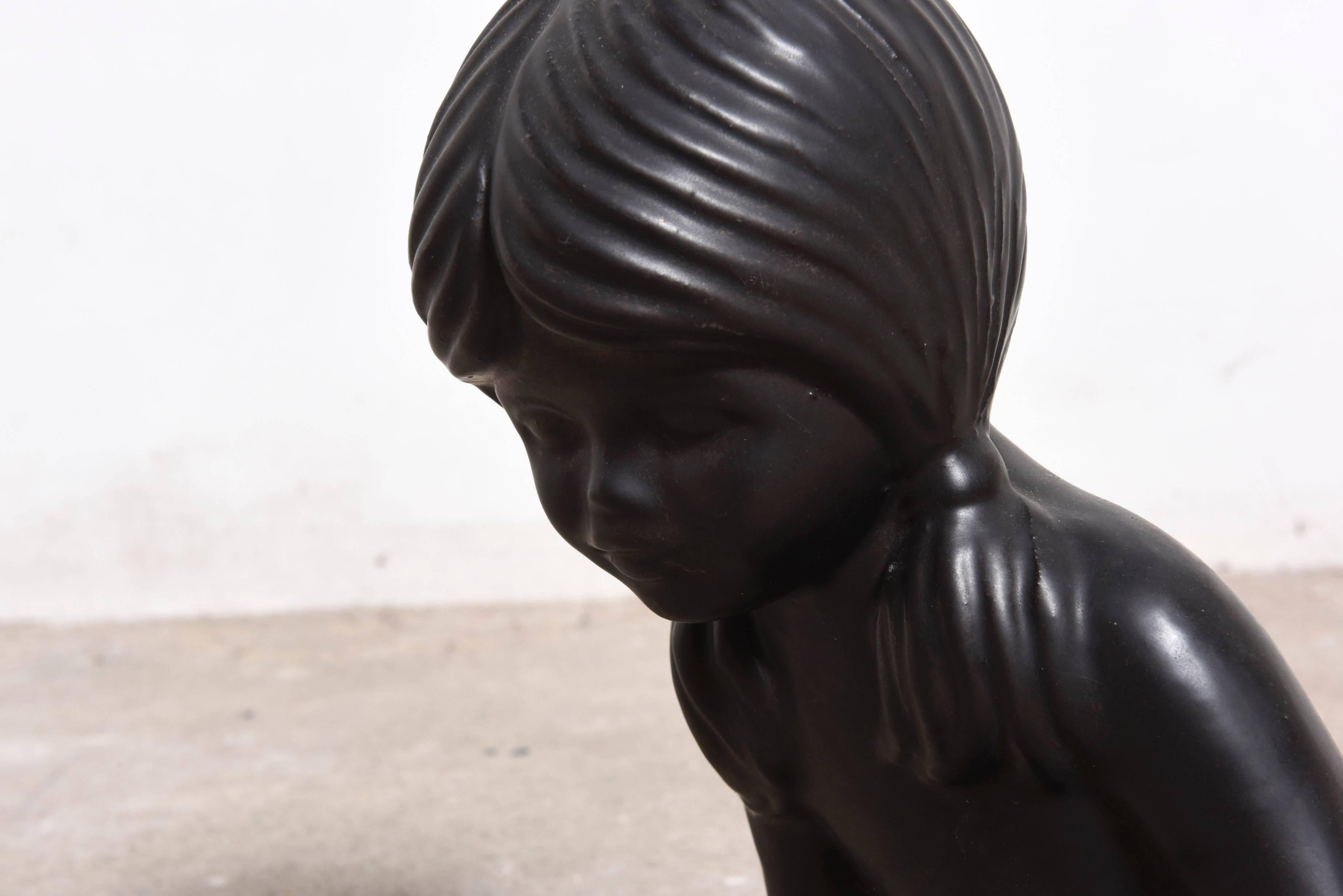 Molded Ceramic Sculpture of a Young Girl by Elie van Damme for Amphora
