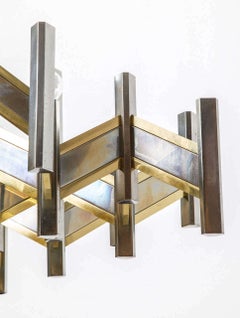 Lustre moderniste en laiton chromé de Zig Zag Gaetano Sciolari, années 1960