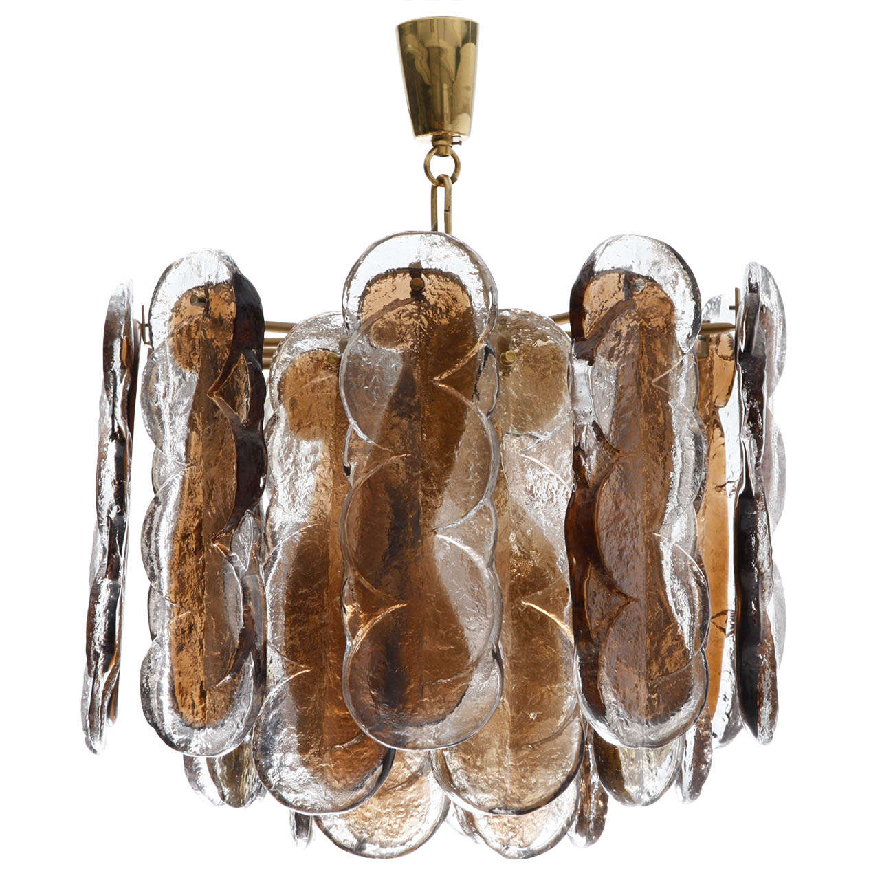 Chandelier by Kalmar, Large Murano 24 Thick Textured Swirl Iced Glass Panels