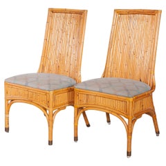 Set of Four Out of Indoor Bamboo Dining Chairs, Italy, 1970s