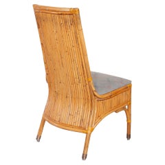 Set of Four Out of Indoor Bamboo Dining Chairs, Italy, 1970s