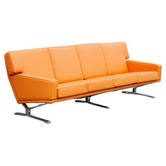 Midcentury Modern Cognac Color Four-Seat Sofa, Daybed 1960s, Germany