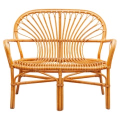 Siège à deux places et table basse en bambou Boho des années 1970, Italie