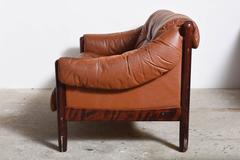 Scandinavian Rosewood-Leather Two-Seat Sofa