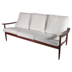 Vintage Three Seat Sofa 'U' Frame Arms and Back with Tapered Slats in Style of Ohlsson