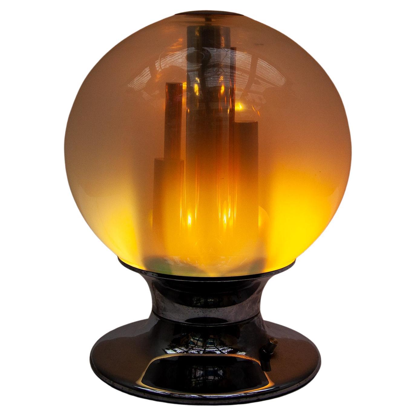 Mid-Century Modern Lampe de bureau globe en verre moderne mi-siècle, par Selenova, Italie, années 1960 en vente