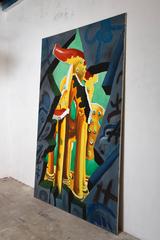 Large Painting by Cesar Bailleux, His Imagination "The Tempel" 1989