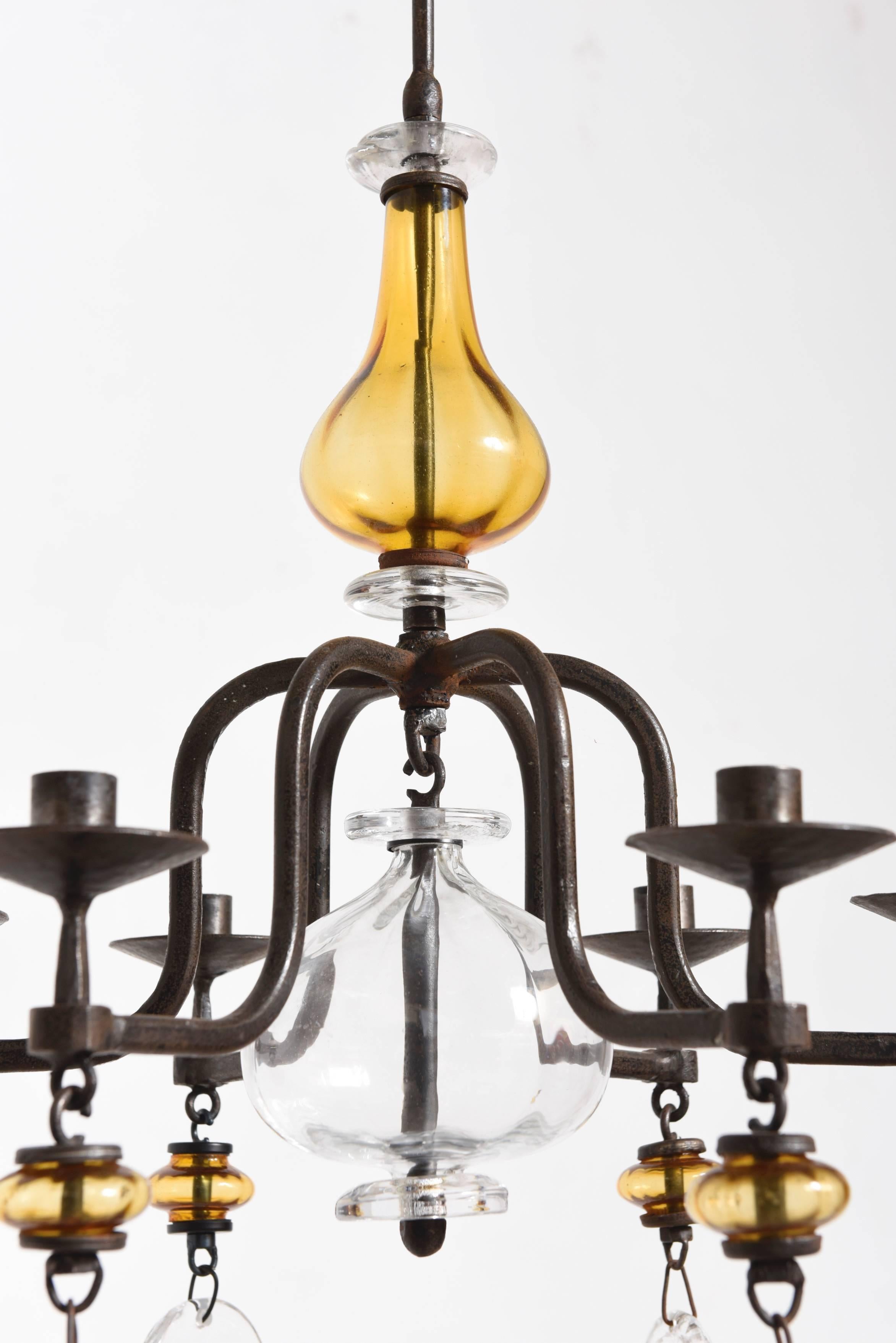 Scandinavian Modern Hanging Candelabra by Erik Hoglund for Boda Nova Glassworks