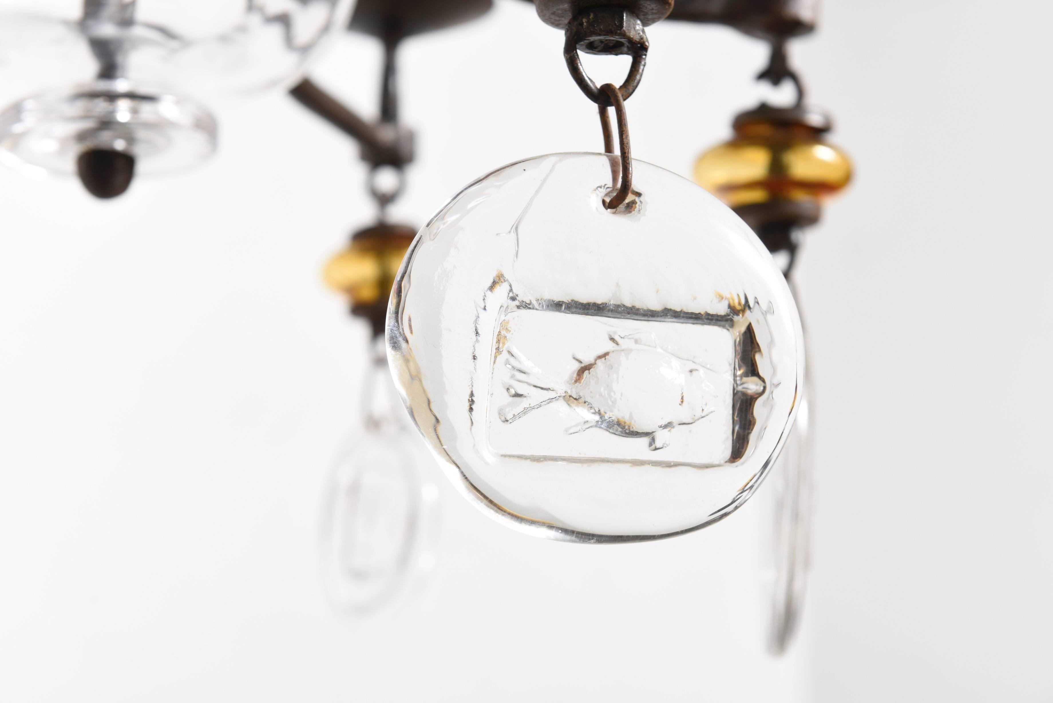 Fired Hanging Candelabra by Erik Hoglund for Boda Nova Glassworks