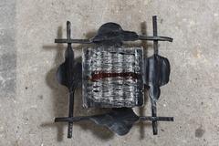 Ensemble de deux Luminaires Brutalist Glass and Wrought Iron de Tom Ahlström