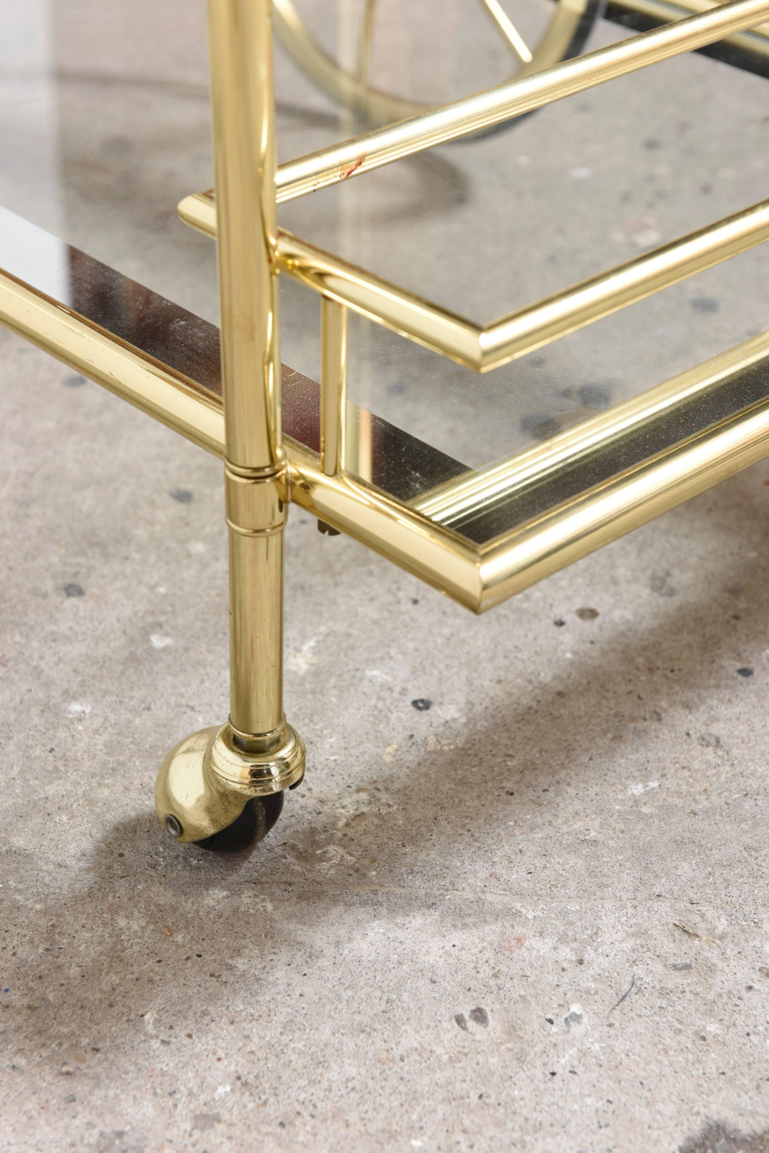 Mid-Century Modern A French Fine Quality Polished Brass Bar Cart, Trolley