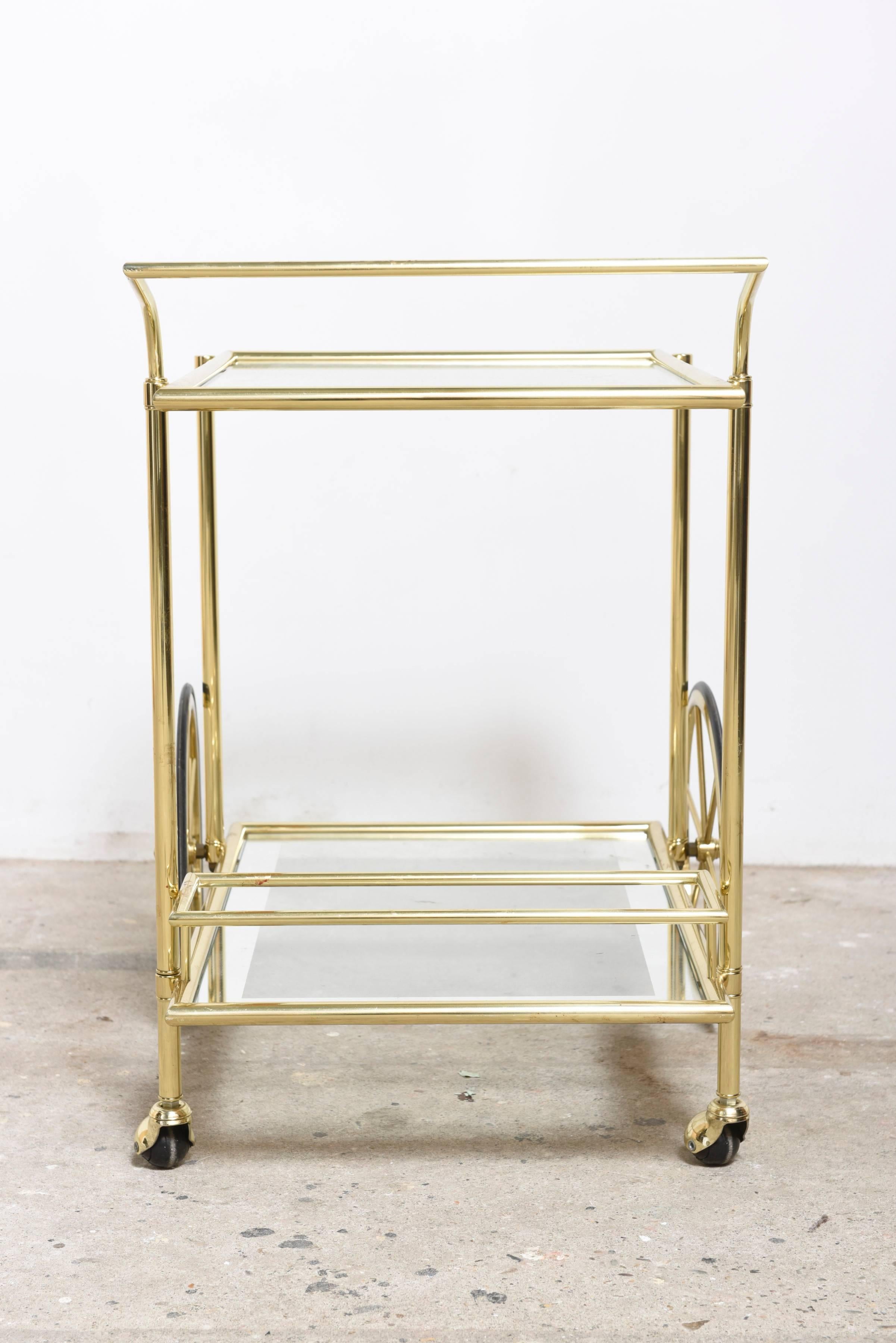 A French Fine Quality Polished Brass Bar Cart, Trolley In Excellent Condition In Antwerp, BE