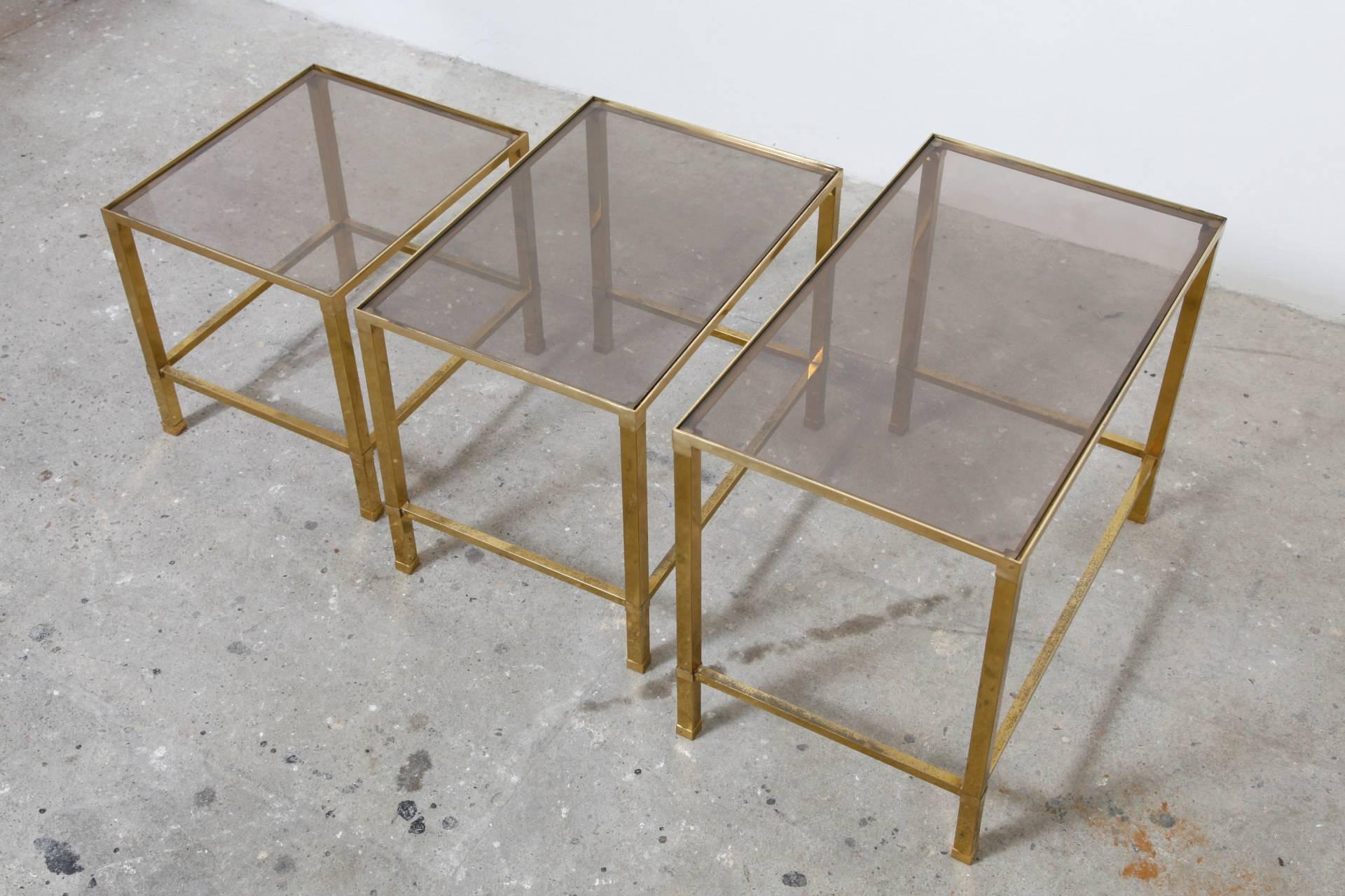 French Brass Nesting, Sofa Tables In Excellent Condition In Antwerp, BE