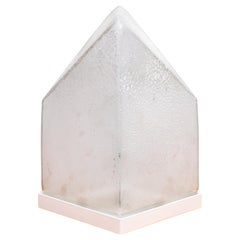 Alfredo Barbini Table Lamp Murano Hand Blown Glass in Scavo Geometric Design