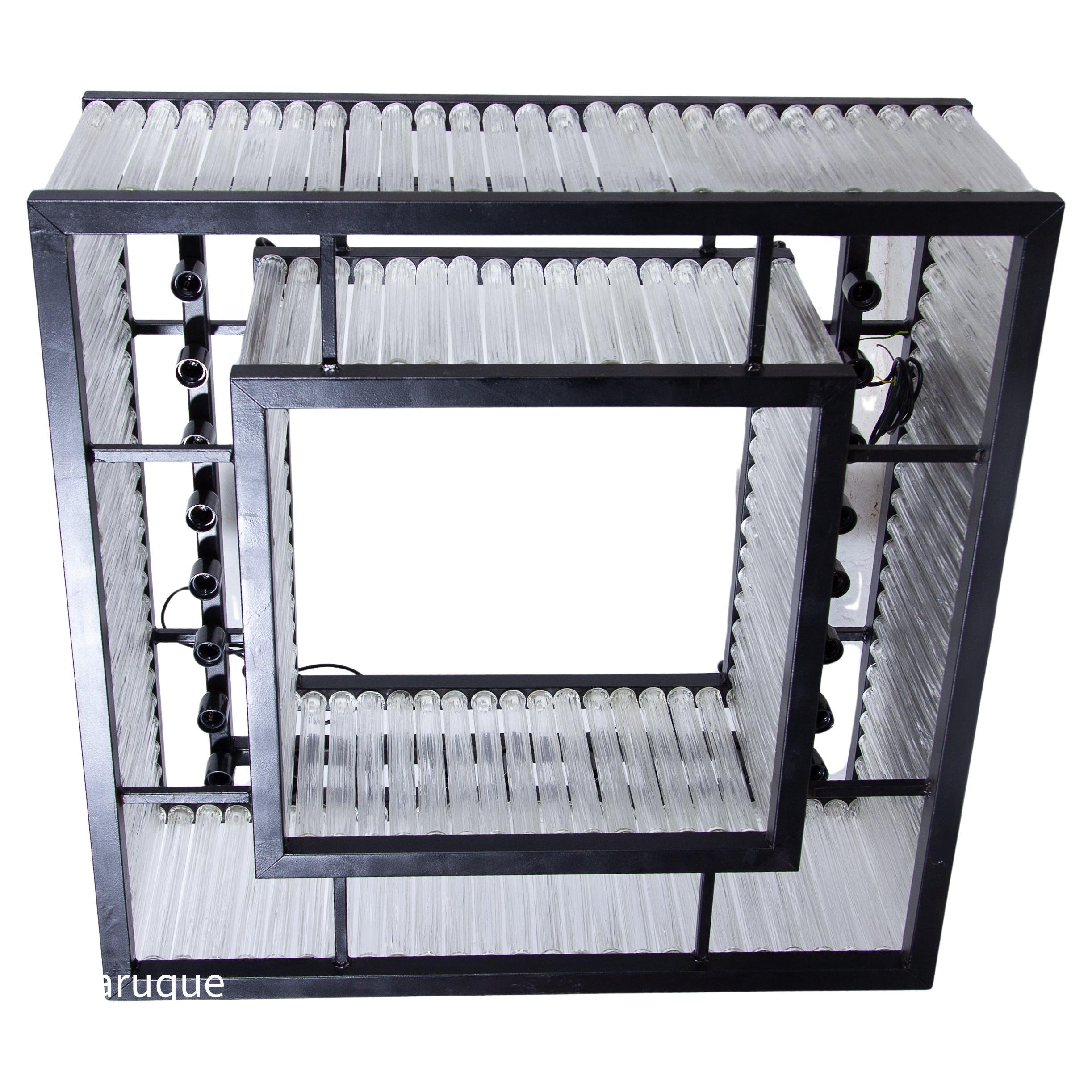 Großer Art-Relief-Glasröhren-Kronleuchter im Angebot