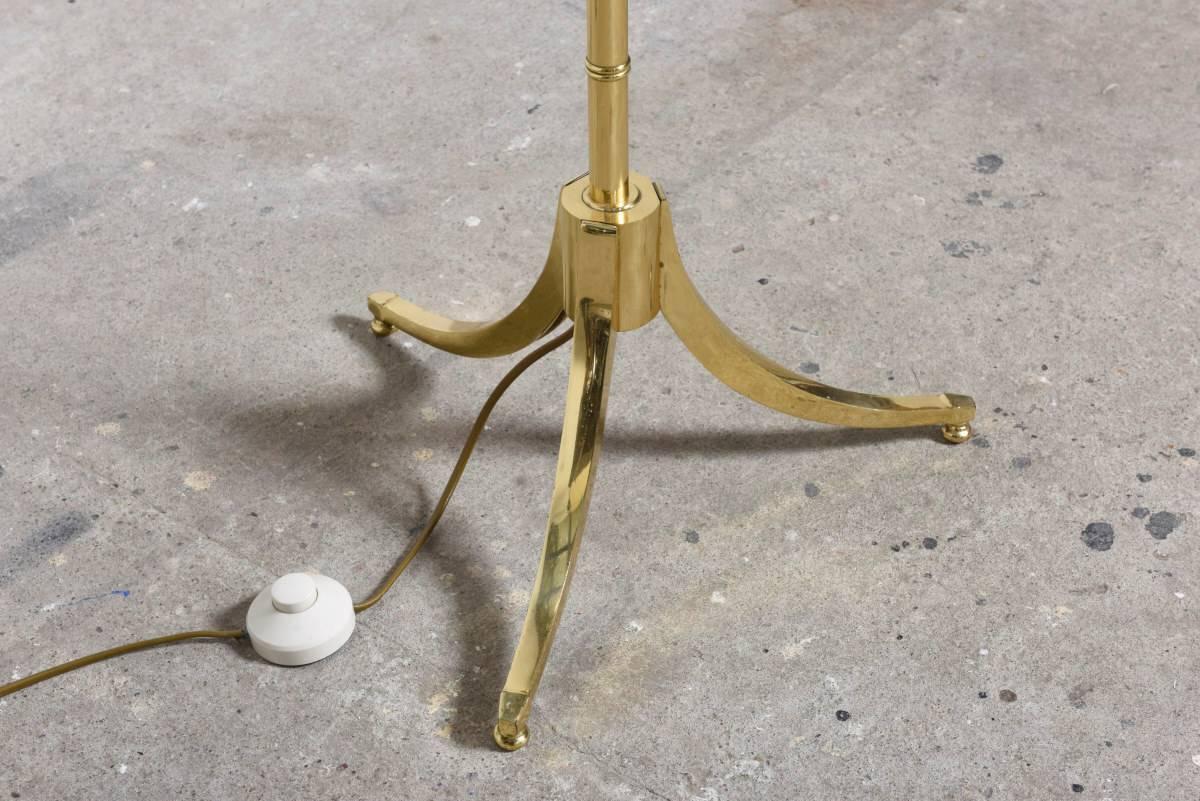 French Tripod Faux Bamboo Brass Adjustable Floor Lamp