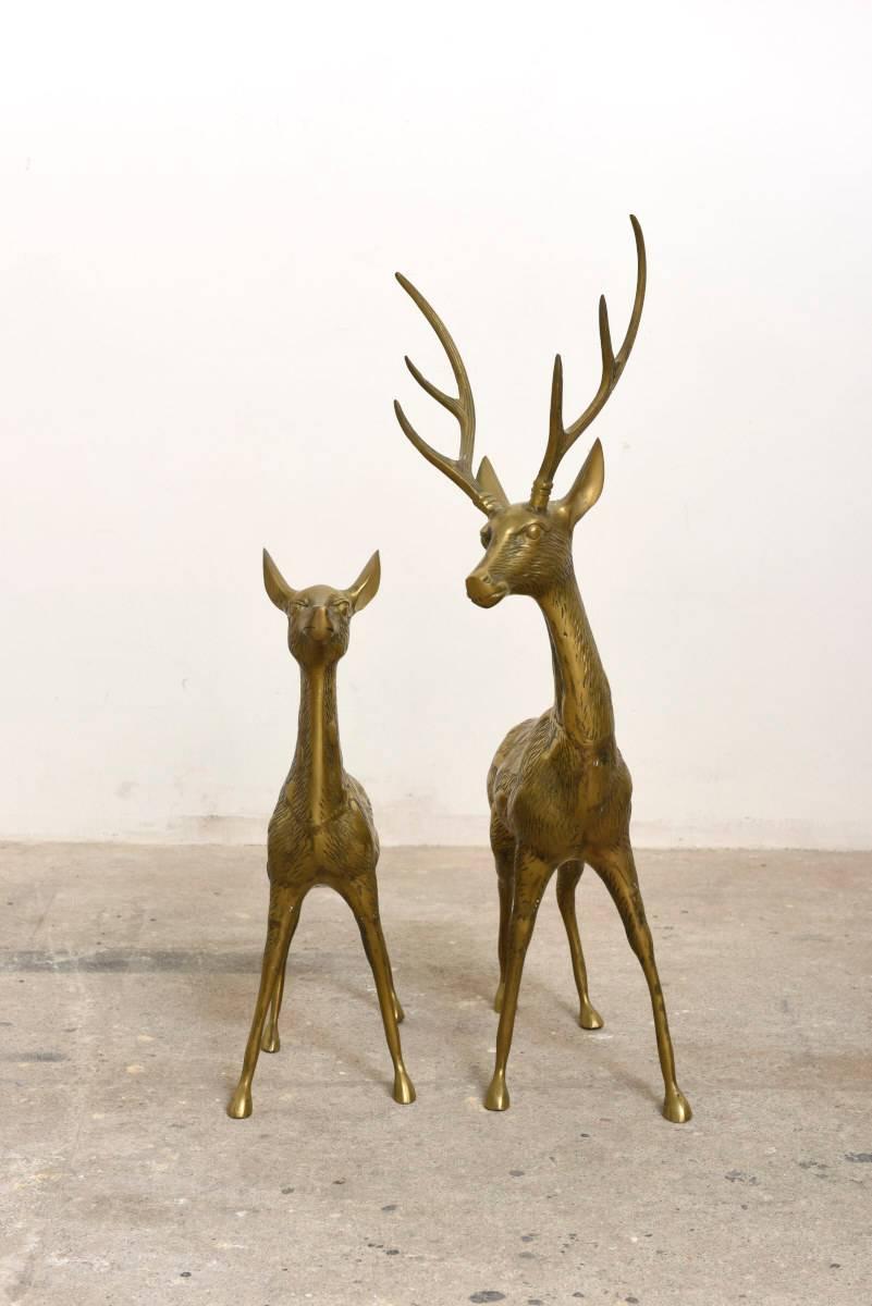 brass deer statues