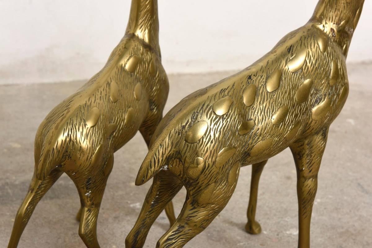 Mid-Century Modern Huge Large Set Brass Deer Sculptures, 1970s