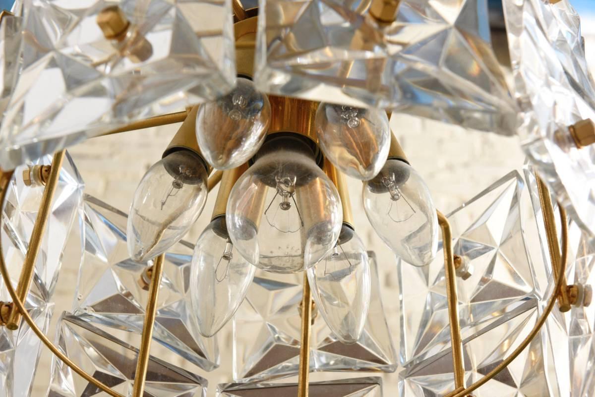 German Faceted Two-Tier Crystal Chandelier by Kinkeldey For Sale