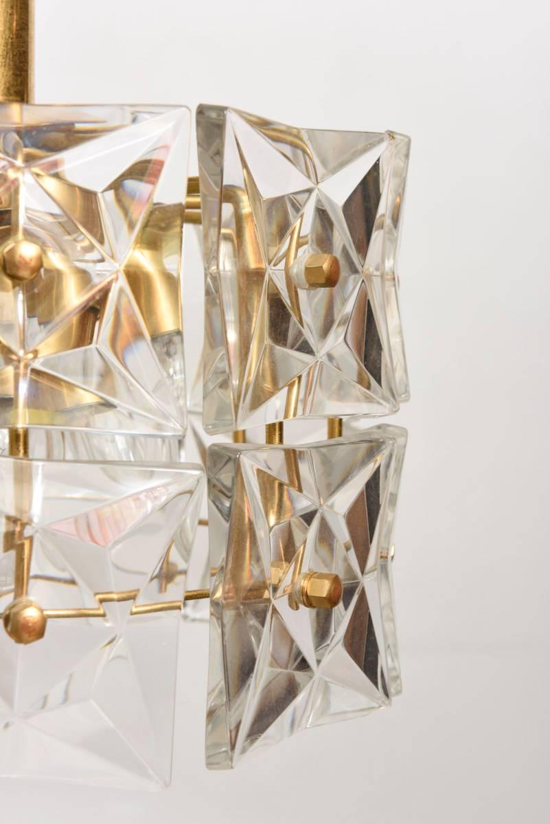 Gilt Faceted Two-Tier Crystal Chandelier by Kinkeldey For Sale