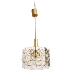 Lustre à deux niveaux en cristal facetté de Kinkeldey