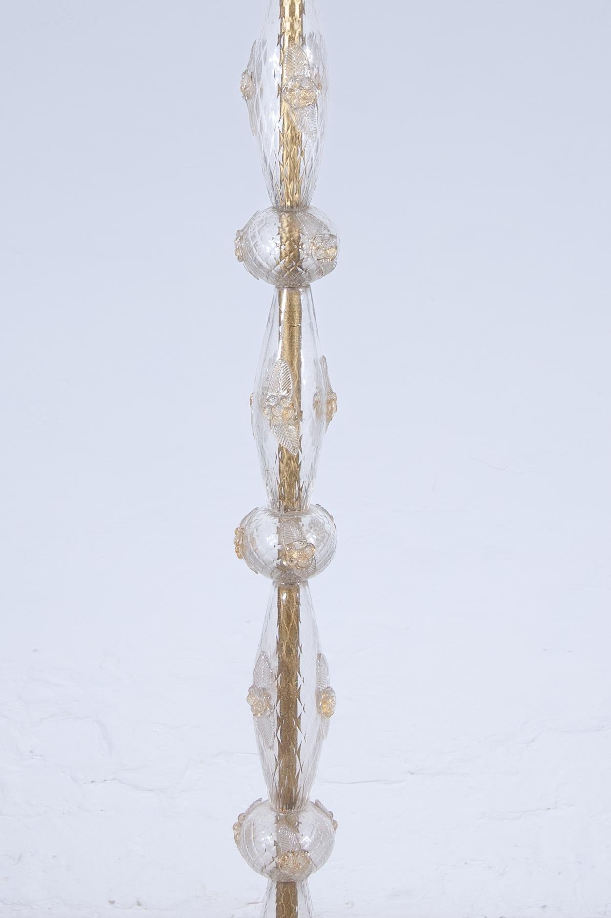 Hand-Crafted Art deco Murano Floor Lamp attributed by Barovier & Toso, 1930s For Sale