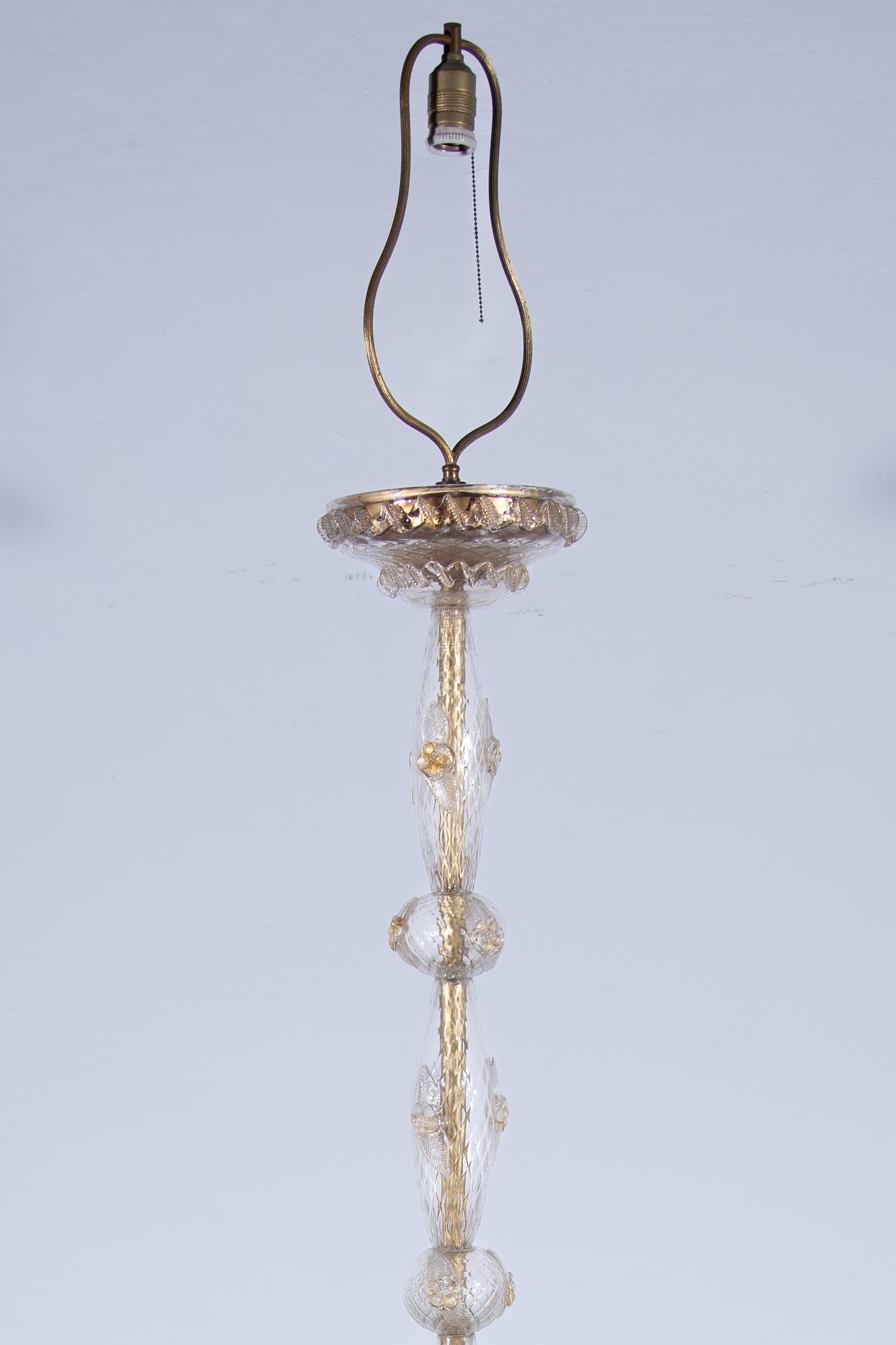 Mid-20th Century Art deco Murano Floor Lamp attributed by Barovier & Toso, 1930s For Sale