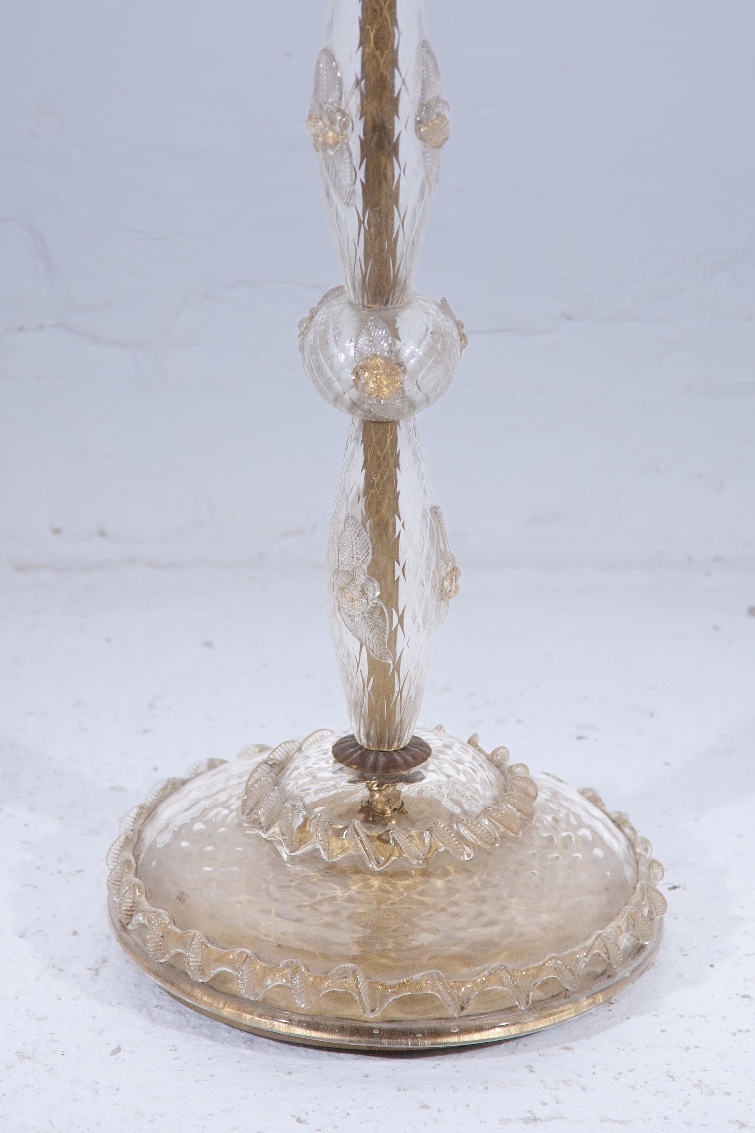Italian Art deco Murano Floor Lamp attributed by Barovier & Toso, 1930s For Sale