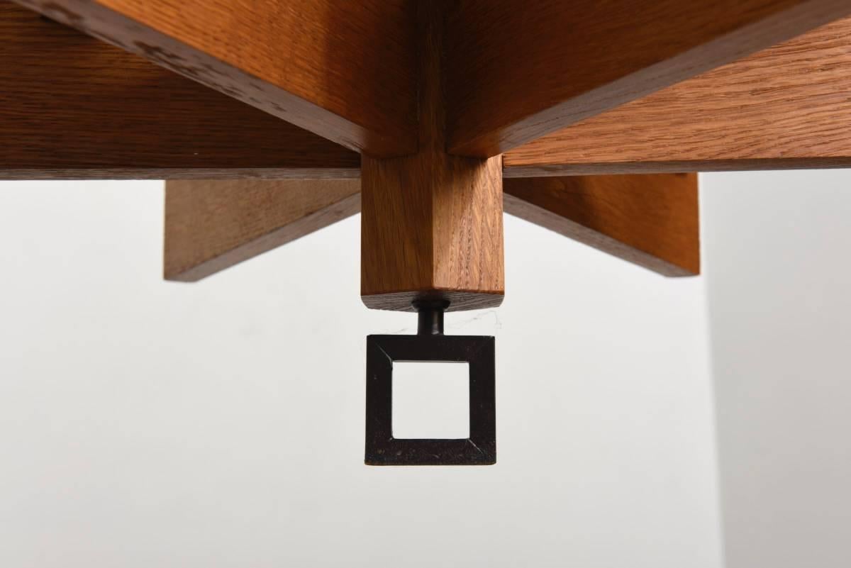 Swedish Teak and Enameled Metal Chandelier by Uno and Osten Kristiansson for Luxus