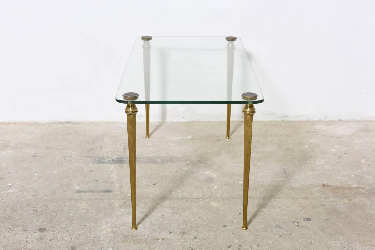 French Brass Elegant Coffee, Cocktail Table, France, 1970s For Sale