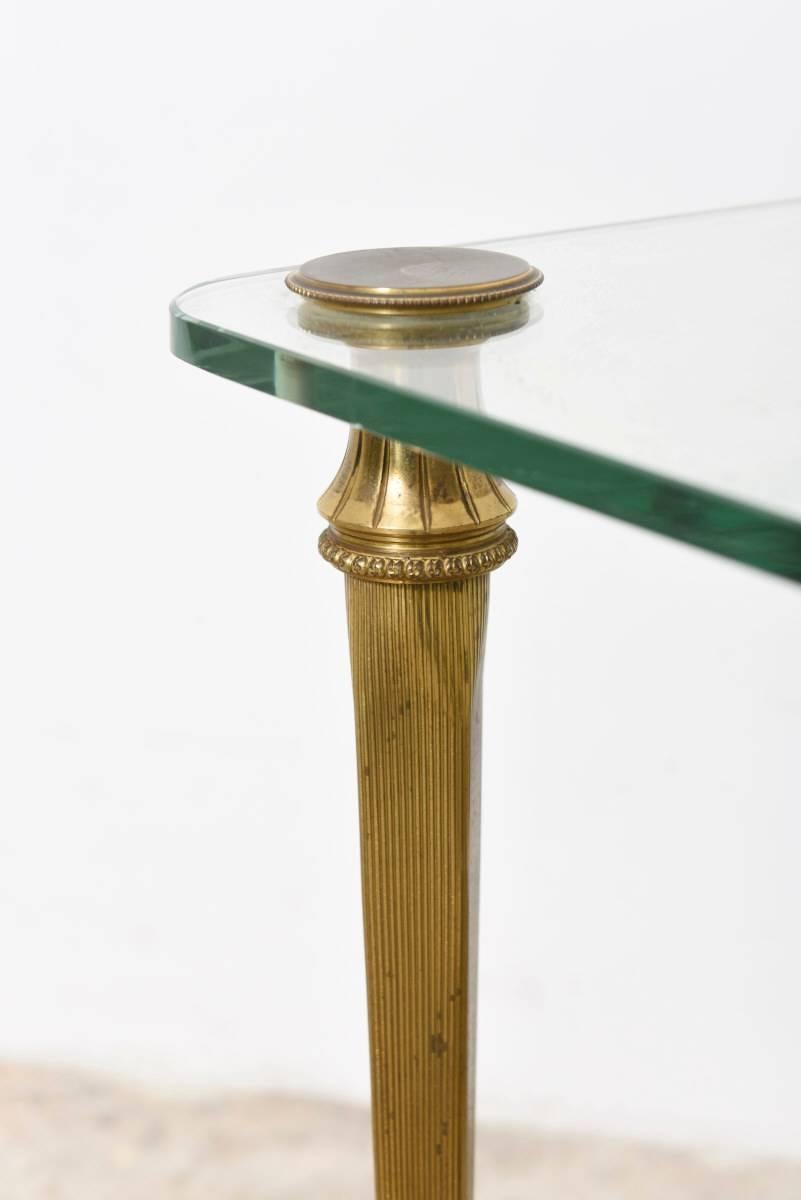 Brushed Brass Elegant Coffee, Cocktail Table, France, 1970s For Sale