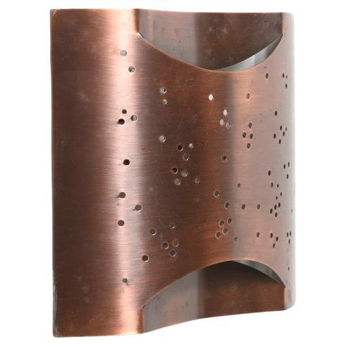 Handcrafted "Starlite" Set of Stunning Curved Copper Perforated Wall Sconces For Sale