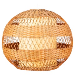Timeless Elegance Exclusive Mid-Century Rattan Sculptural Pendant Light, 1970s