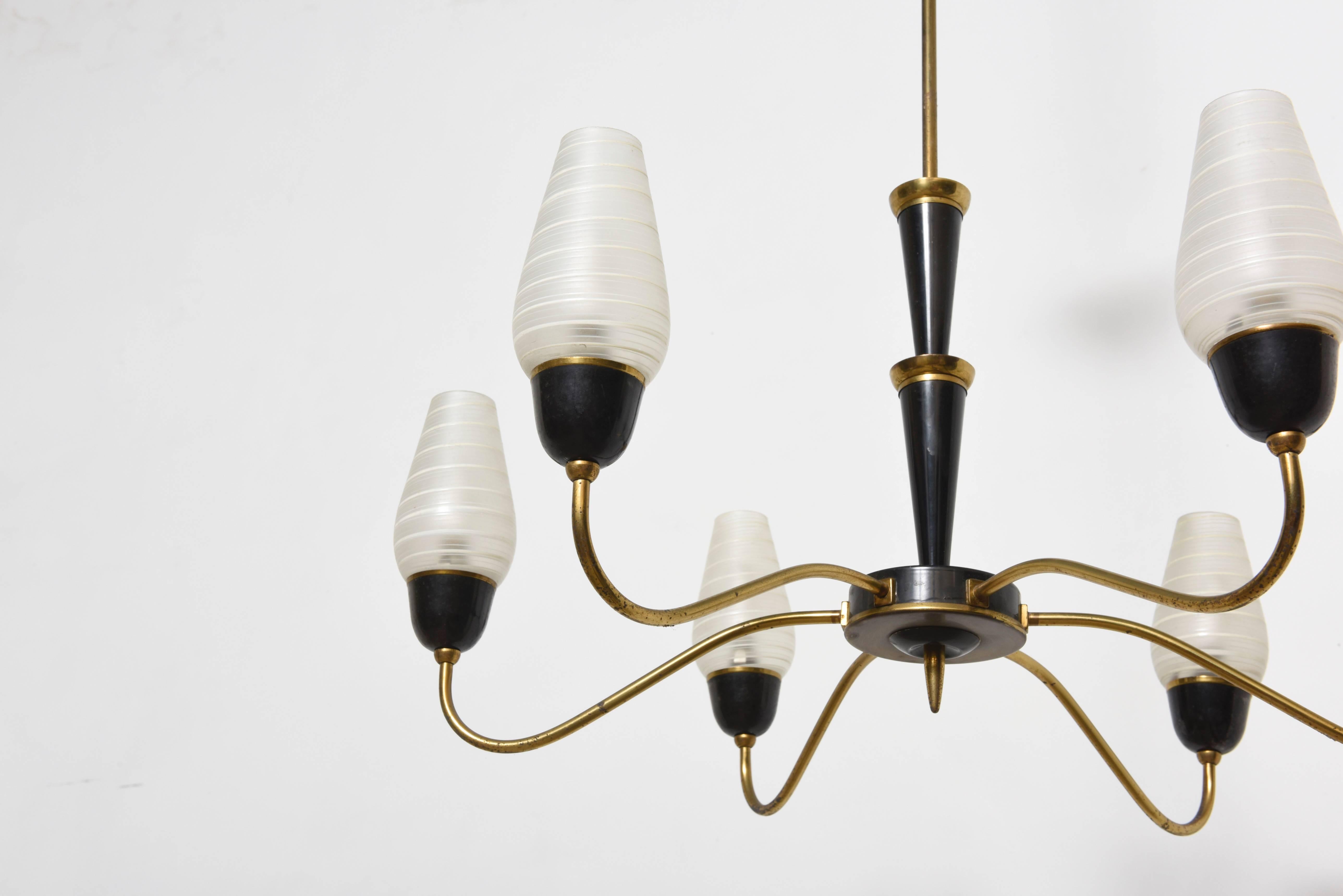 Mid-Century Modern Arredoluce Six-Light Chandelier, 1950s