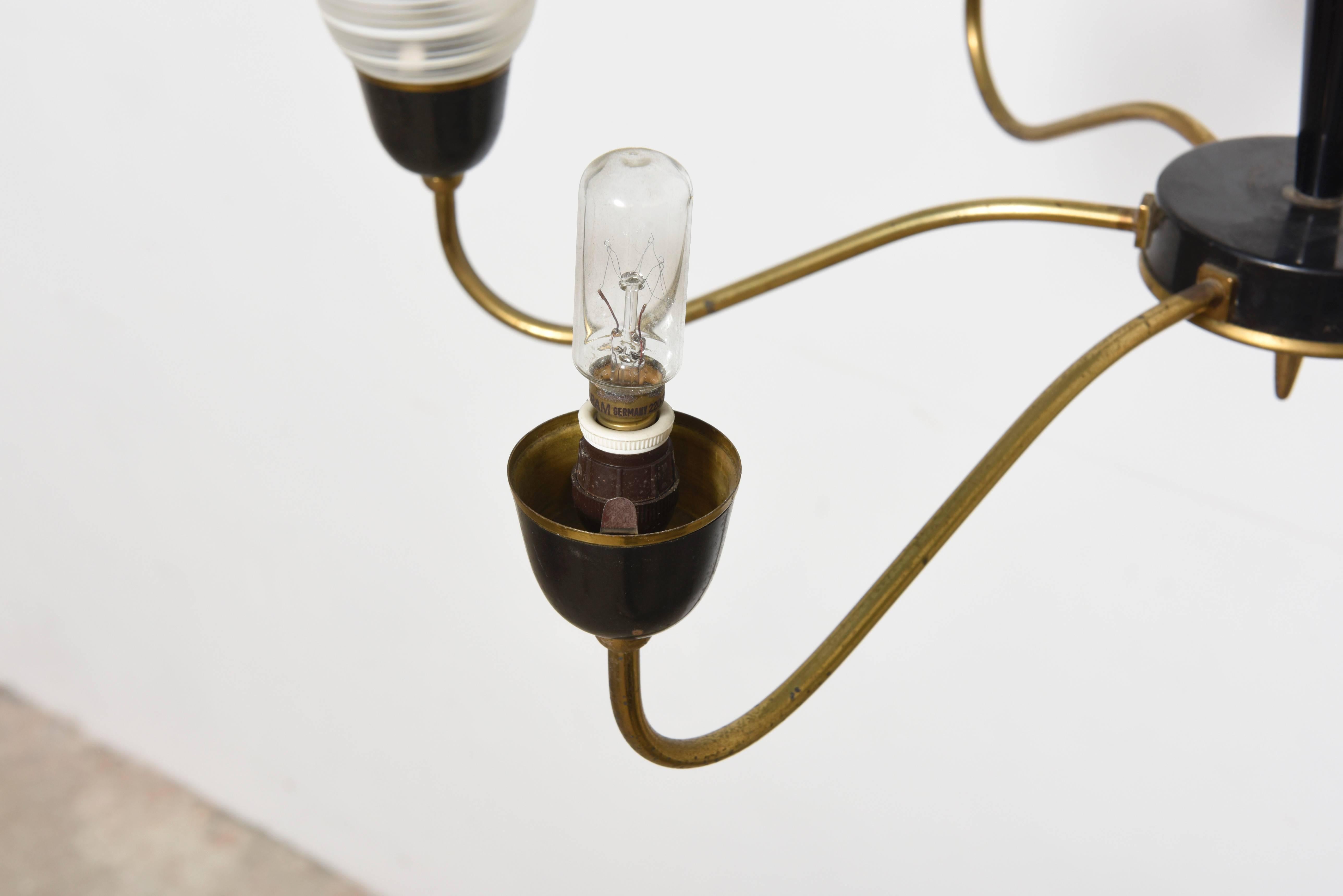 Brass Arredoluce Six-Light Chandelier, 1950s