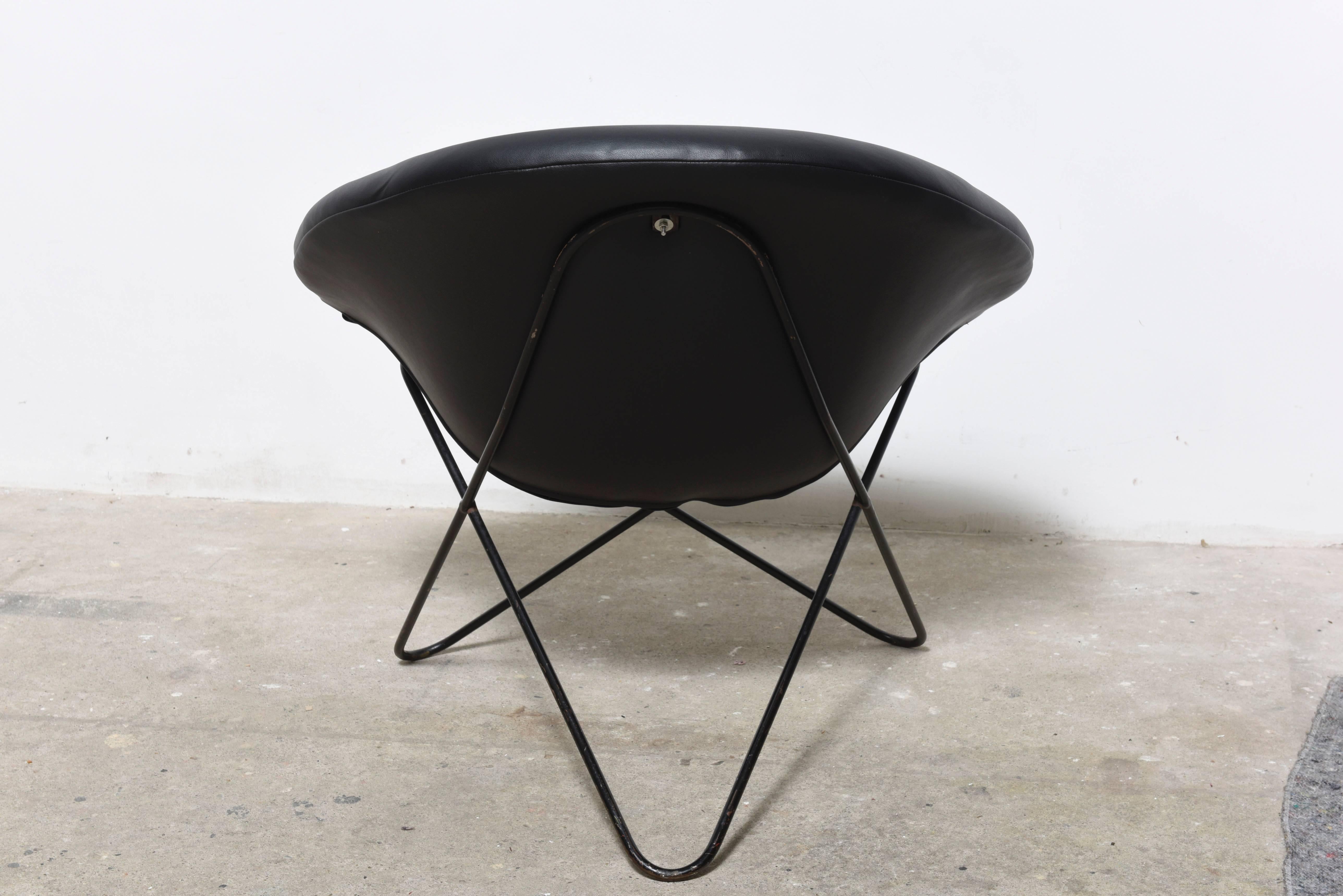 French Pair of Hairpin Circle Chairs, 1950s by Jean Royère, France