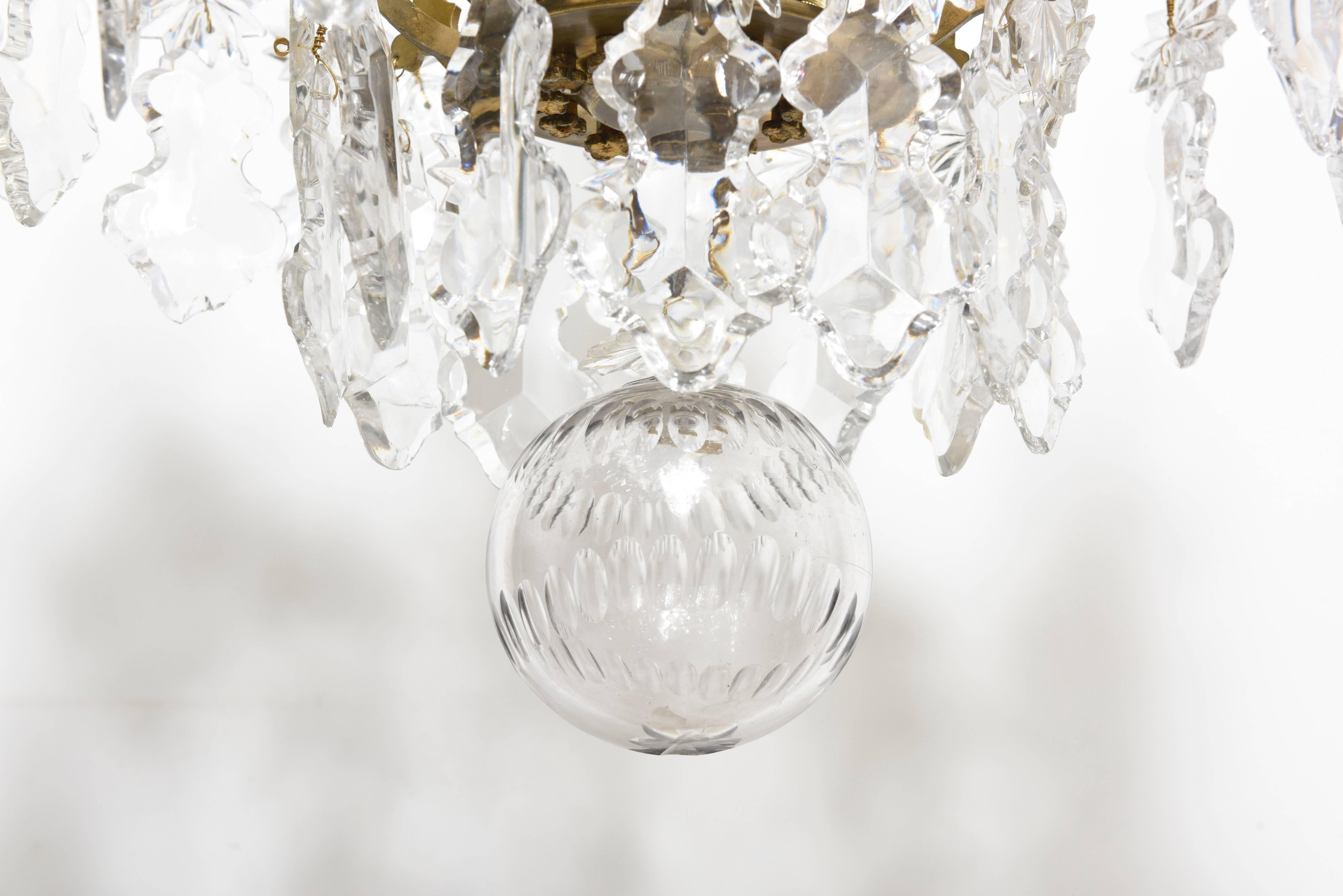Early 20th Century Large French Baguès Doré, Bronze and Crystal Chandelier in Louis XV Style