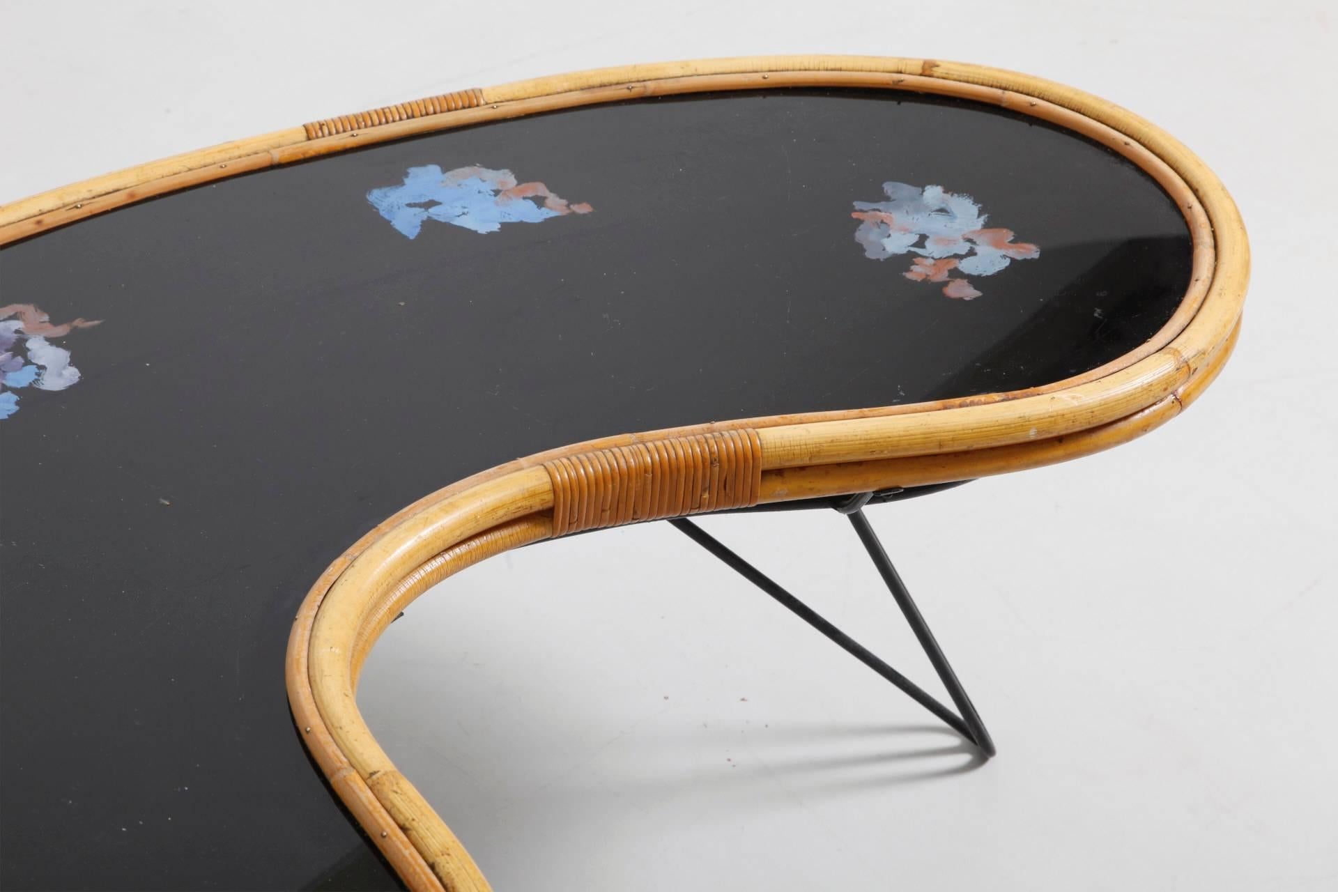Mid-Century Modern Bamboo Mid-Century Hairpin Coffee Table, 1950s