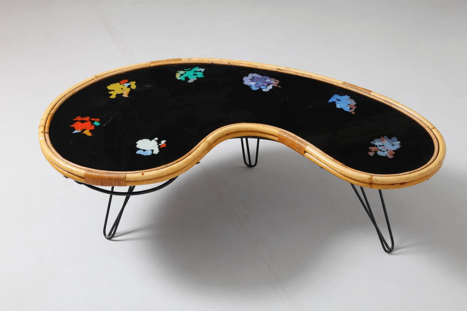 Faux Bamboo Bamboo Mid-Century Hairpin Coffee Table, 1950s