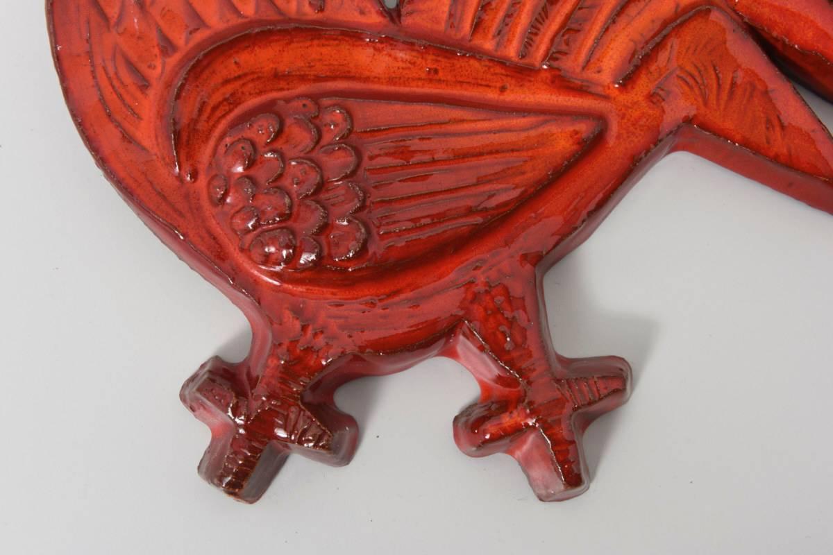 red ceramic rooster