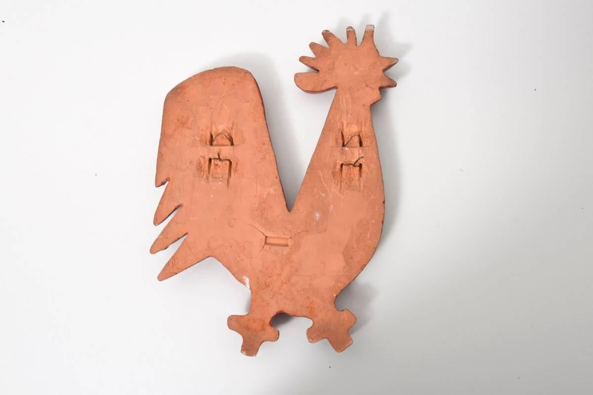 Mid-Century Modern Wall-Mounted Large Red Glazed Ceramic Rooster Designed by Amphora, Belgium