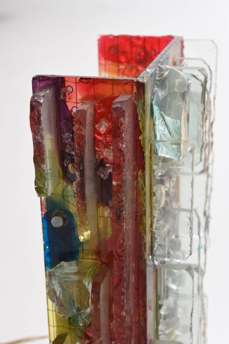 Art Glass Pair of Brutalist Sconces 