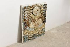 Huge Ceramic Wall Art Decoration "Moon Child" Sculpture