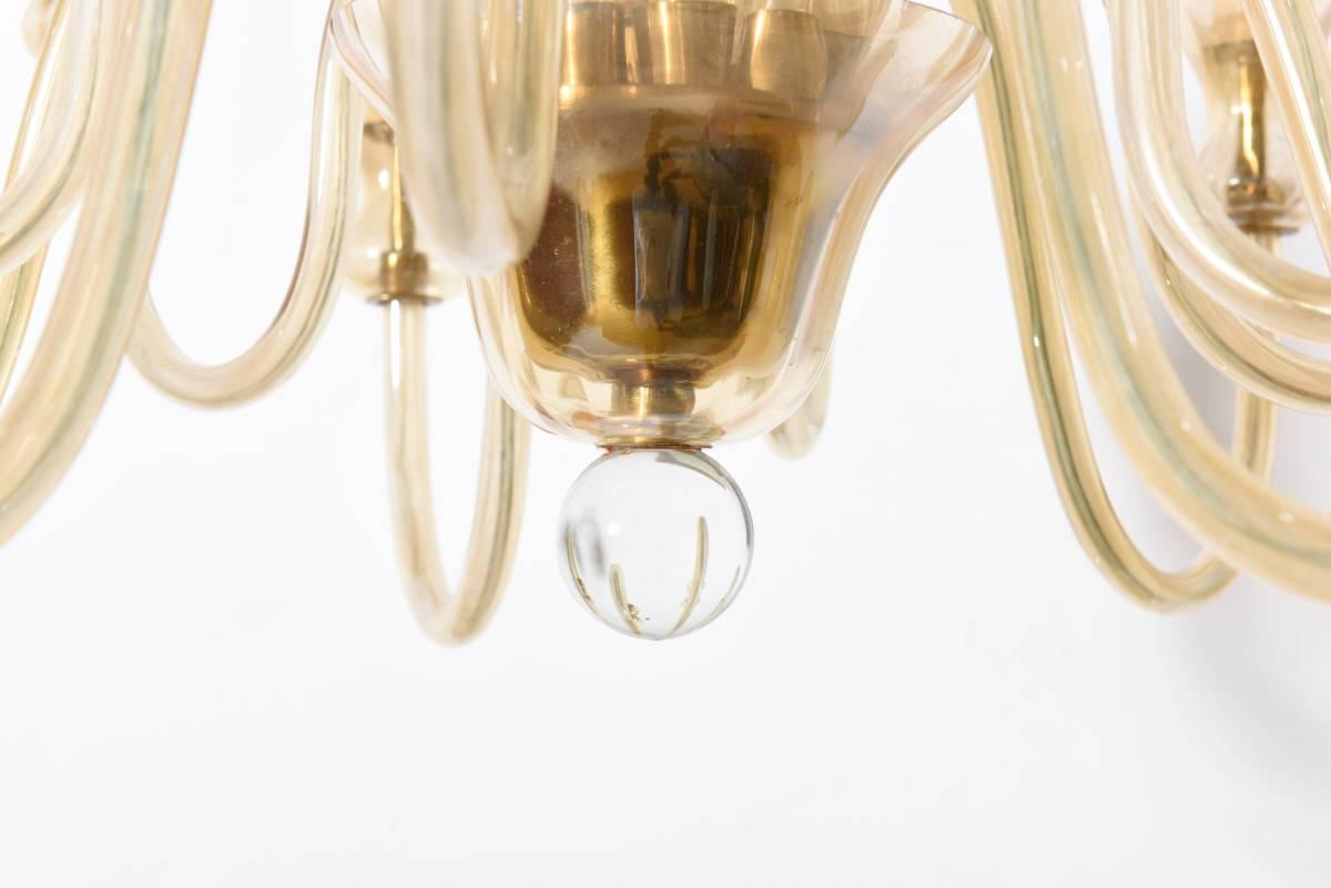Italian Murano Twelve-Light Amber Glass Chandelier