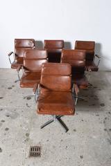 Set of Six Soft Pad Camel Leatherette Armchairs, 1960s