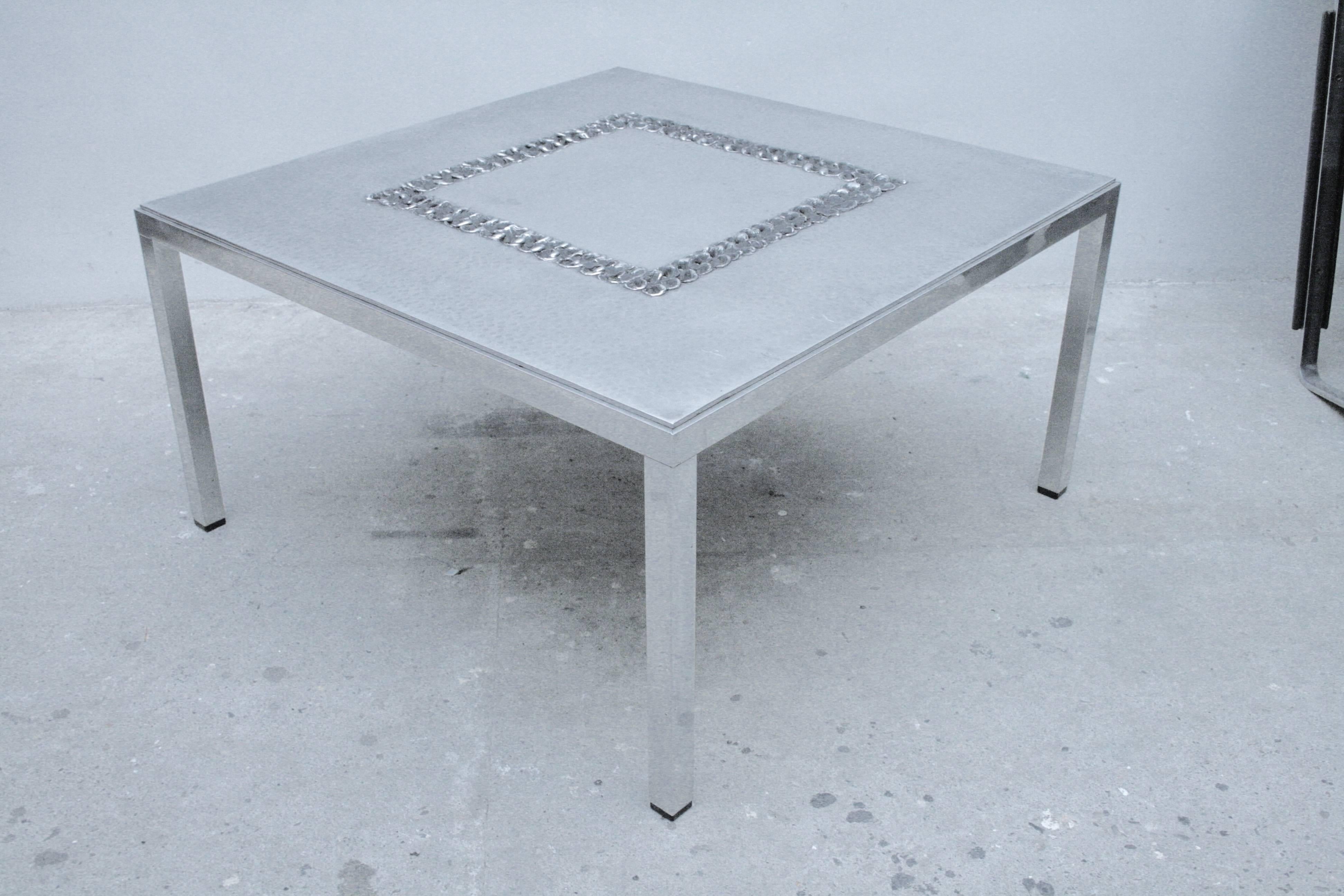Mid-Century Modern Brutalist Aluminum Coffee Table from Aluclair, Belgium