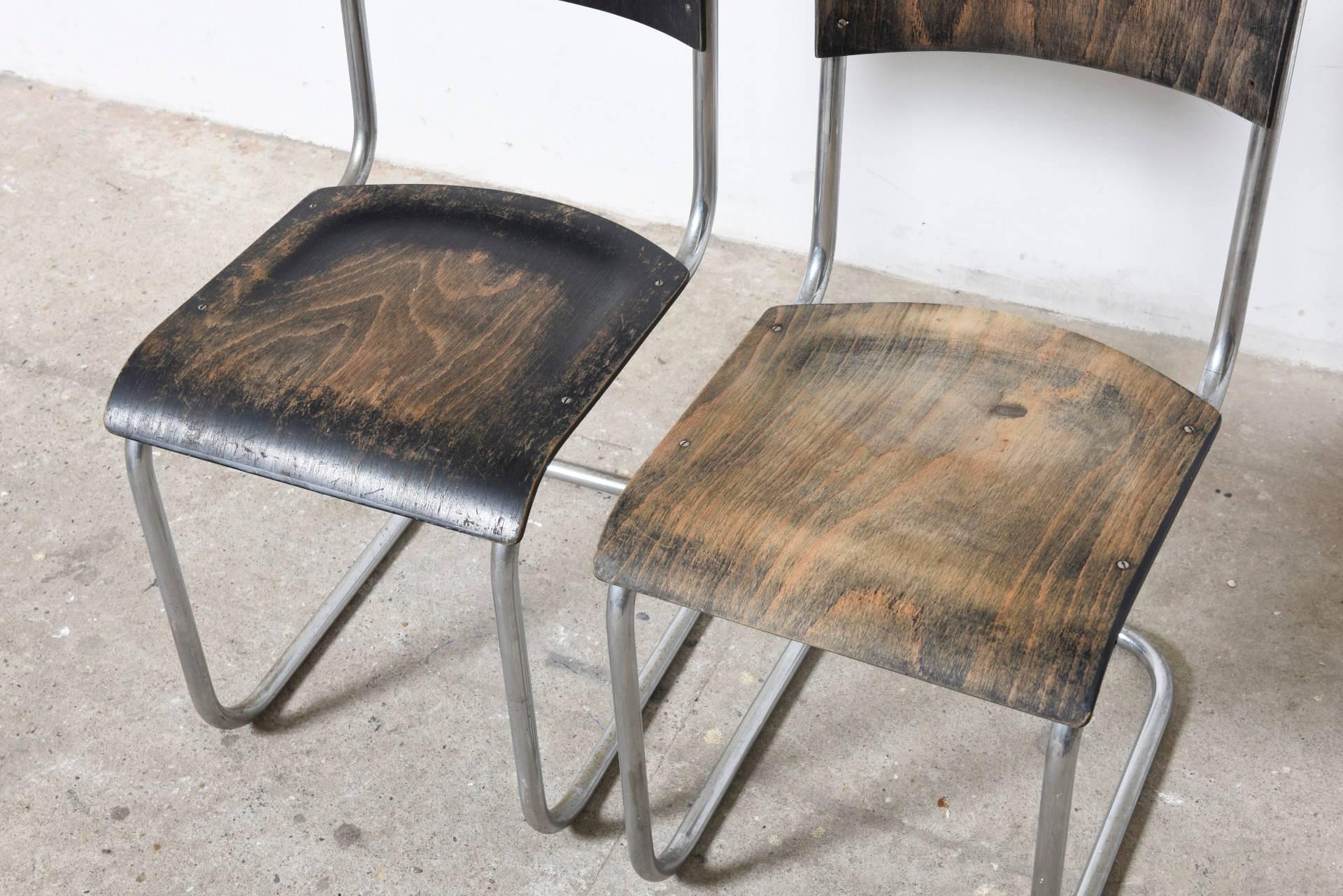 Dutch Pair Mart Stam Bauhaus S43 Cantilever Tubular Chairs, 1920s