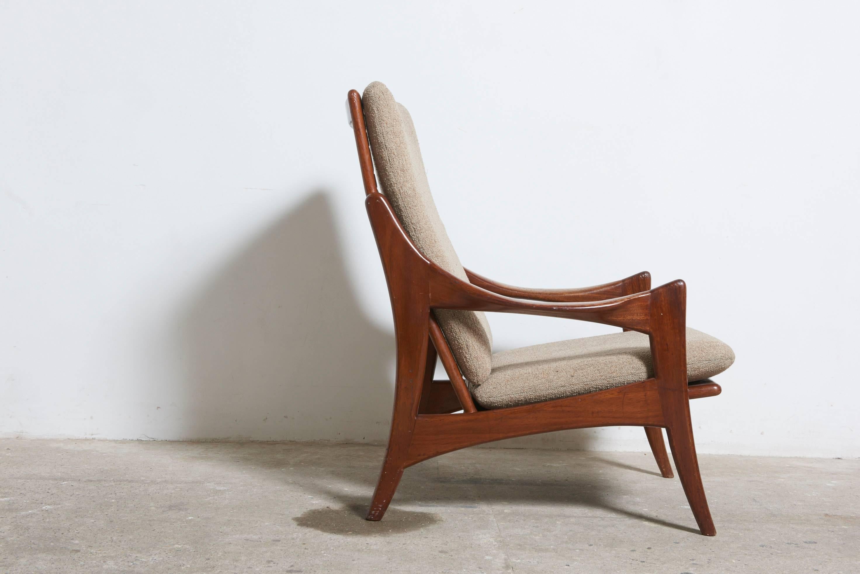 Mid-Century Modern Dutch Teak High Back Easy Chair Designed by the 