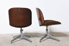 Pair of Ico Parisi Rosewood Desk Chairs with Brown Fabric Seat for MIM