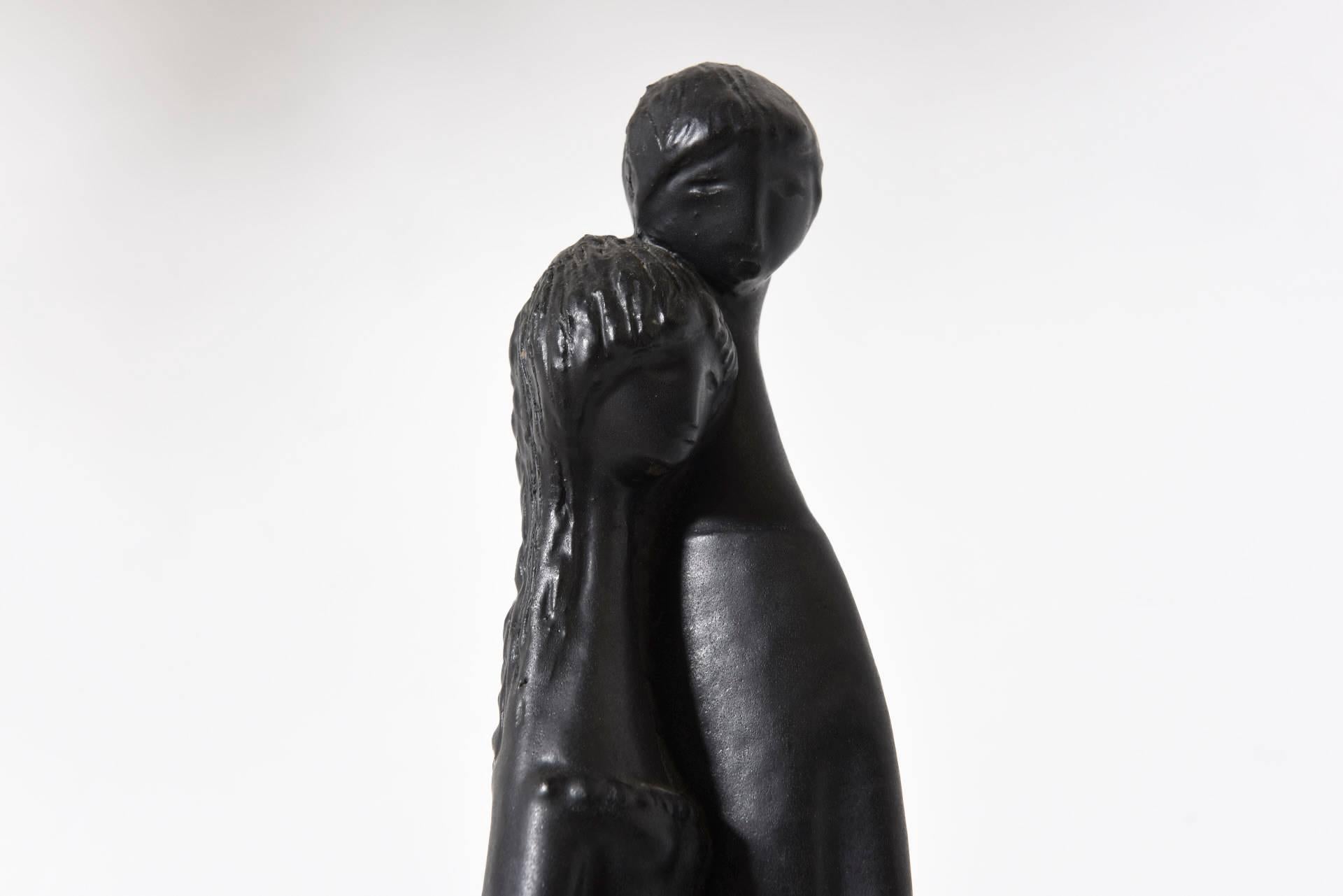 Belgian Black Ceramic Couple Designed by Elie van Damme for Amphora, Belgium
